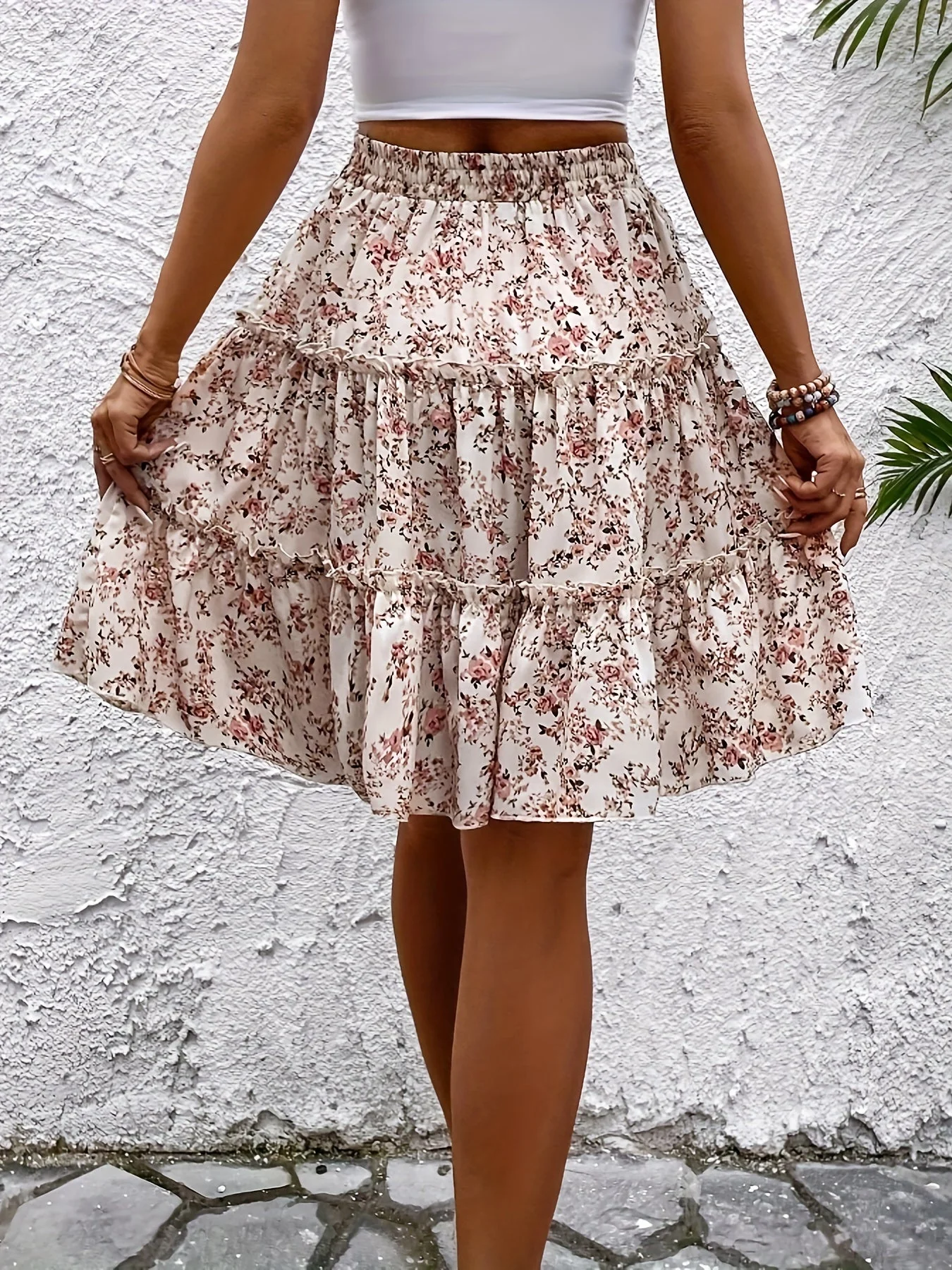 Jupe Midi Femme Élégante à Imprimé Fleuri Bohème – Look Estival Décontracté - Image 2