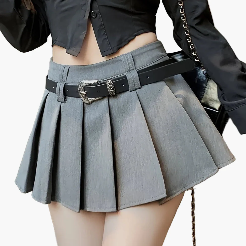 Jupe plissée taille haute style sexy pour femme, avec ceinture, idéale pour un look moderne - Image 13
