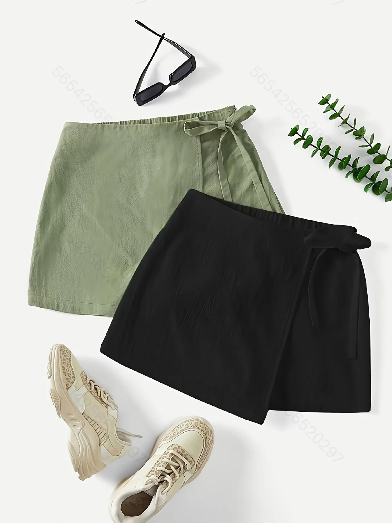 Jupe portefeuille courte style urbain pour femme, look décontracté chic, idéale pour l'été - Image 3