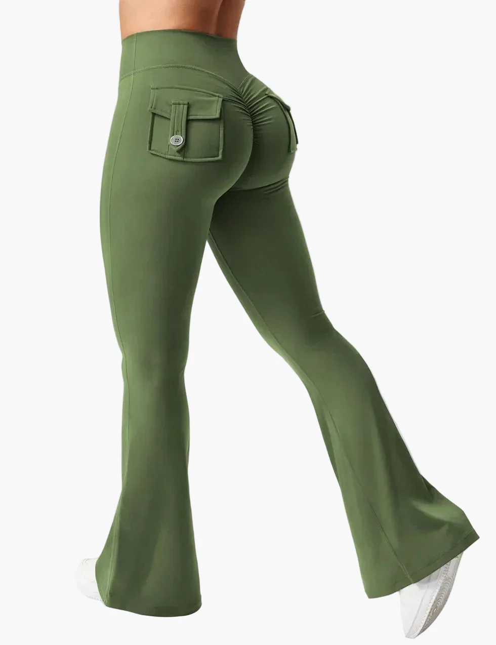 Legging cargo de fitness femme coupe évasée push-up taille haute pour sport et loisirs - Image 12