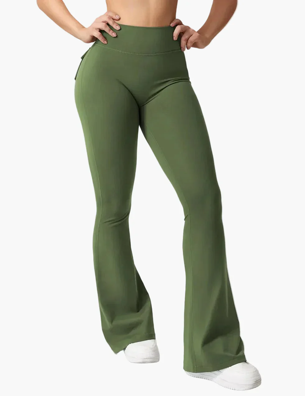 Legging cargo de fitness femme coupe évasée push-up taille haute pour sport et loisirs - Image 14