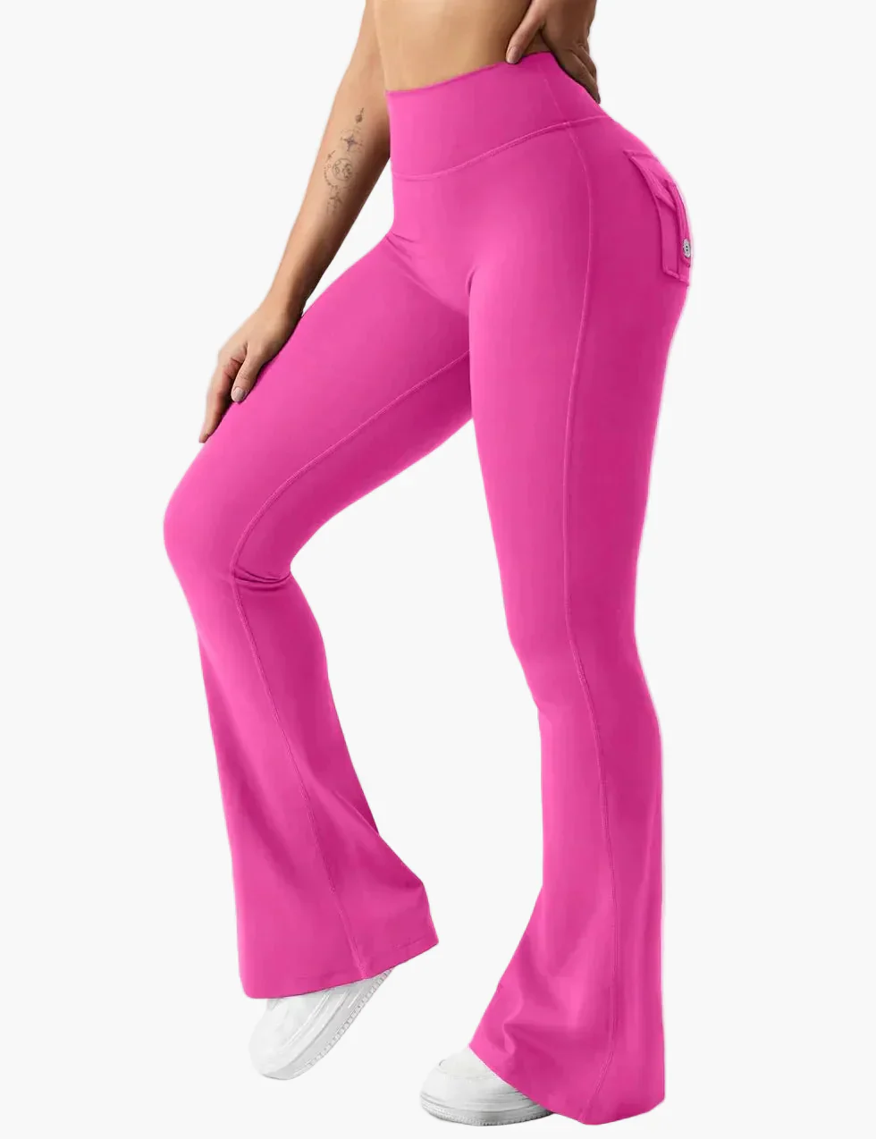 Legging cargo de fitness femme coupe évasée push-up taille haute pour sport et loisirs - Image 15