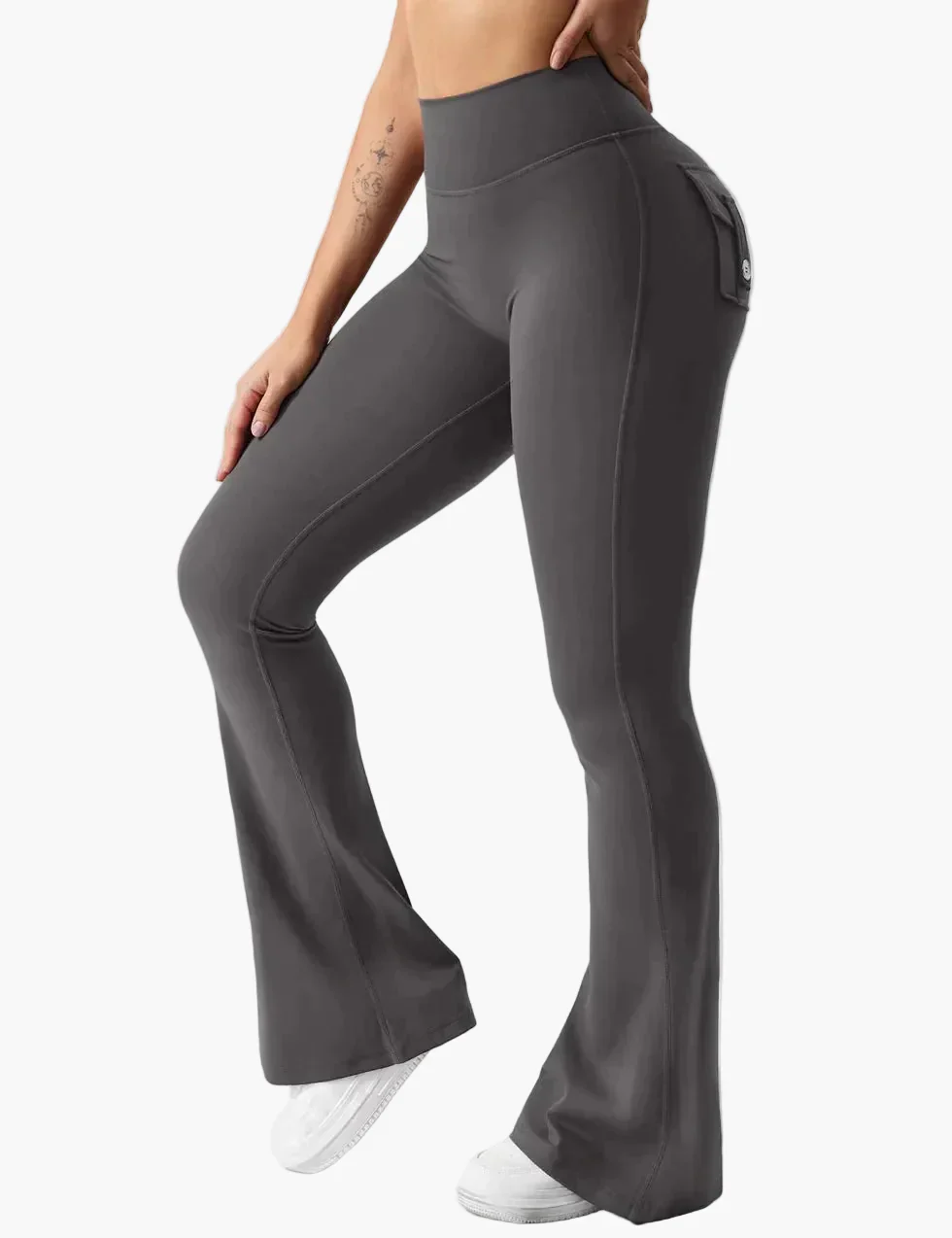 Legging cargo de fitness femme coupe évasée push-up taille haute pour sport et loisirs - Image 4