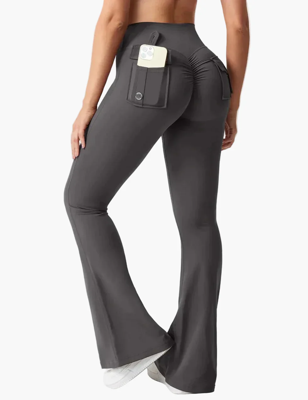 Legging cargo de fitness femme coupe évasée push-up taille haute pour sport et loisirs - Image 5