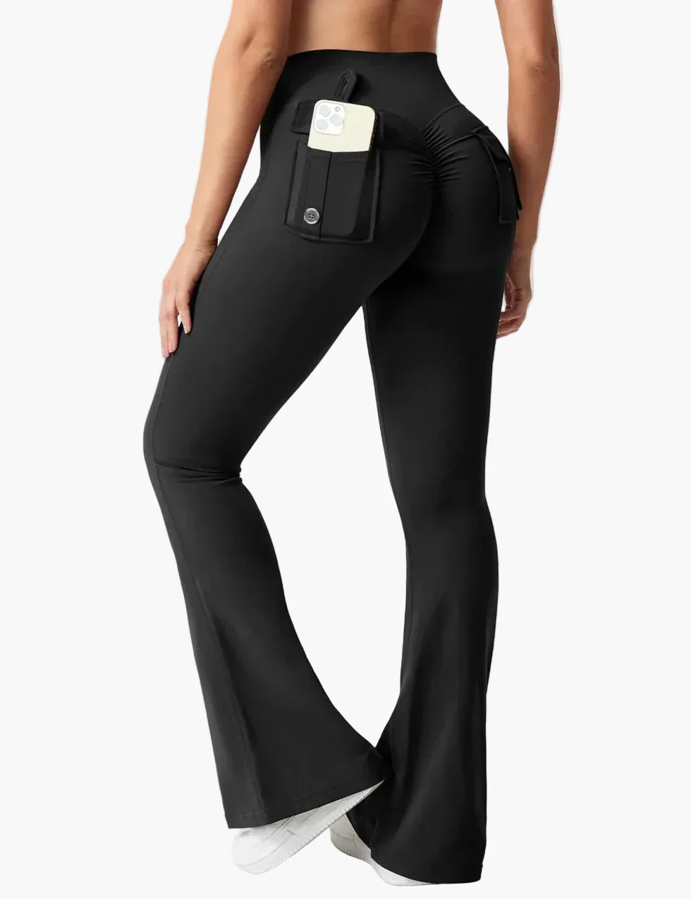 Legging cargo de fitness femme coupe évasée push-up taille haute pour sport et loisirs - Image 8