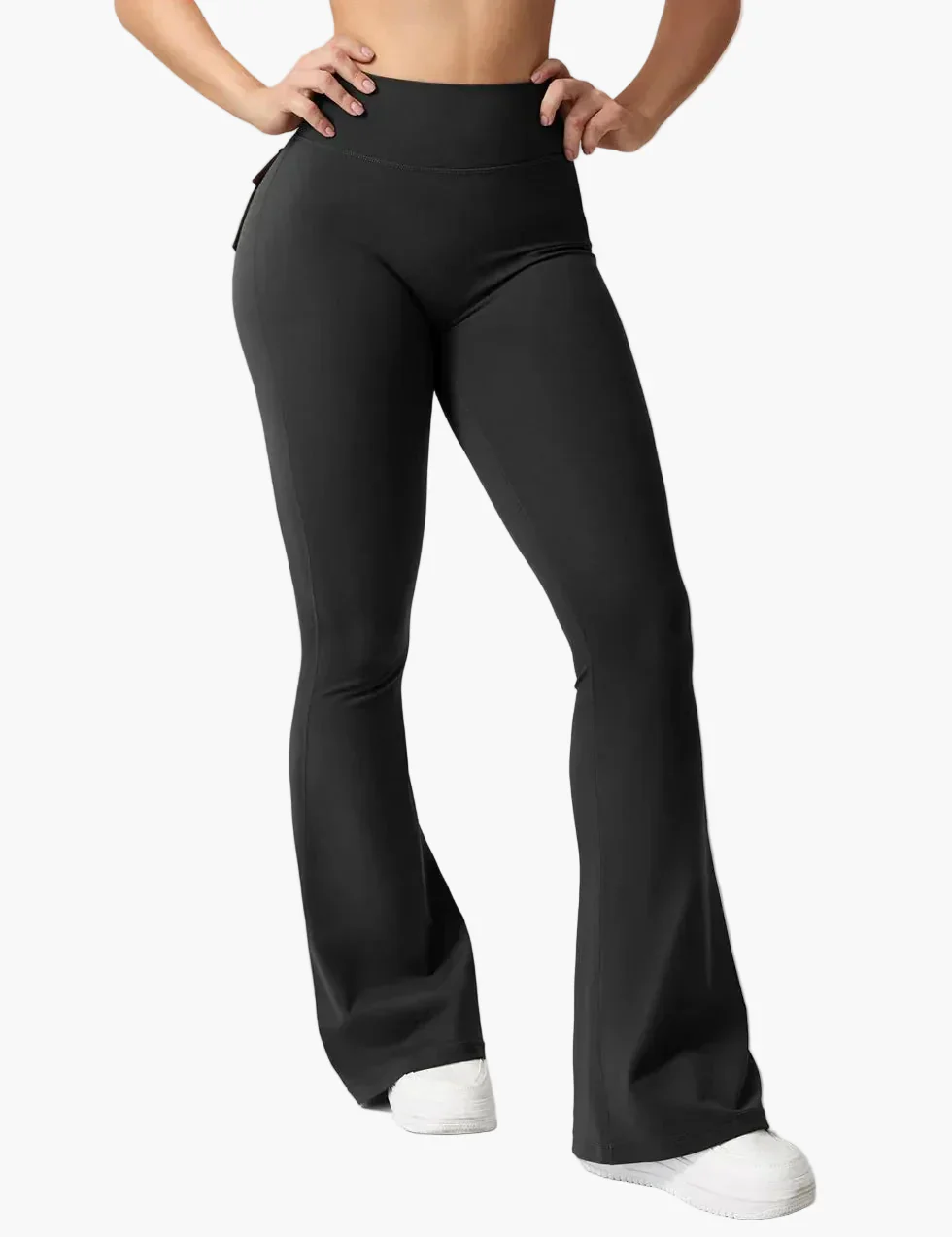 Legging cargo de fitness femme coupe évasée push-up taille haute pour sport et loisirs - Image 9
