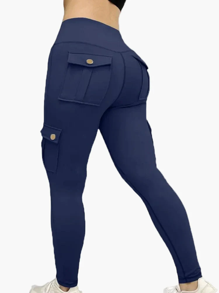 Legging cargo de sport femme taille haute style fitness avec poches – Look tendance et maintien optimal - Image 3