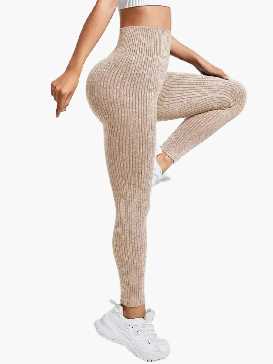Legging Femme Taille Haute Sans Couture Style Côtelé Pour Fitness et Quotidien - Image 10