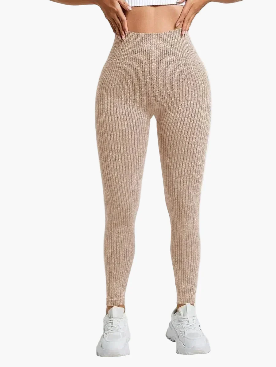Legging Femme Taille Haute Sans Couture Style Côtelé Pour Fitness et Quotidien - Image 11