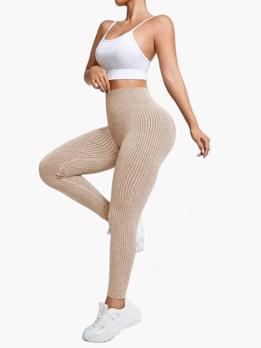 Legging Femme Taille Haute Sans Couture Style Côtelé Pour Fitness et Quotidien - Image 13