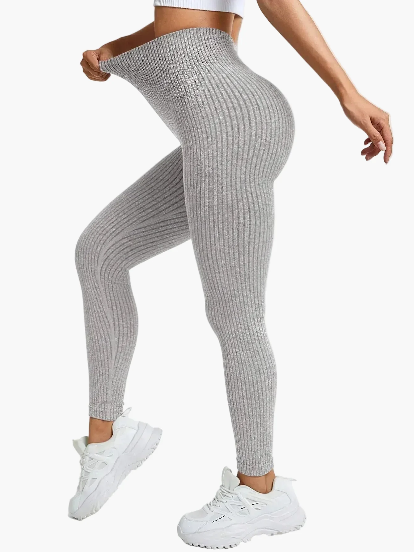 Legging Femme Taille Haute Sans Couture Style Côtelé Pour Fitness et Quotidien - Image 16