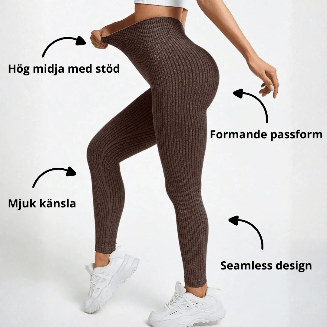 Legging Femme Taille Haute Sans Couture Style Côtelé Pour Fitness et Quotidien - Image 2