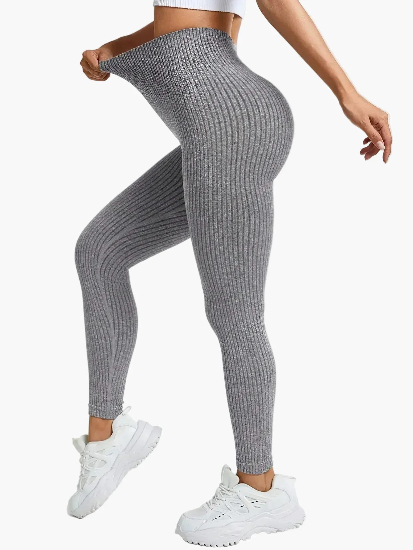 Legging Femme Taille Haute Sans Couture Style Côtelé Pour Fitness et Quotidien - Image 24