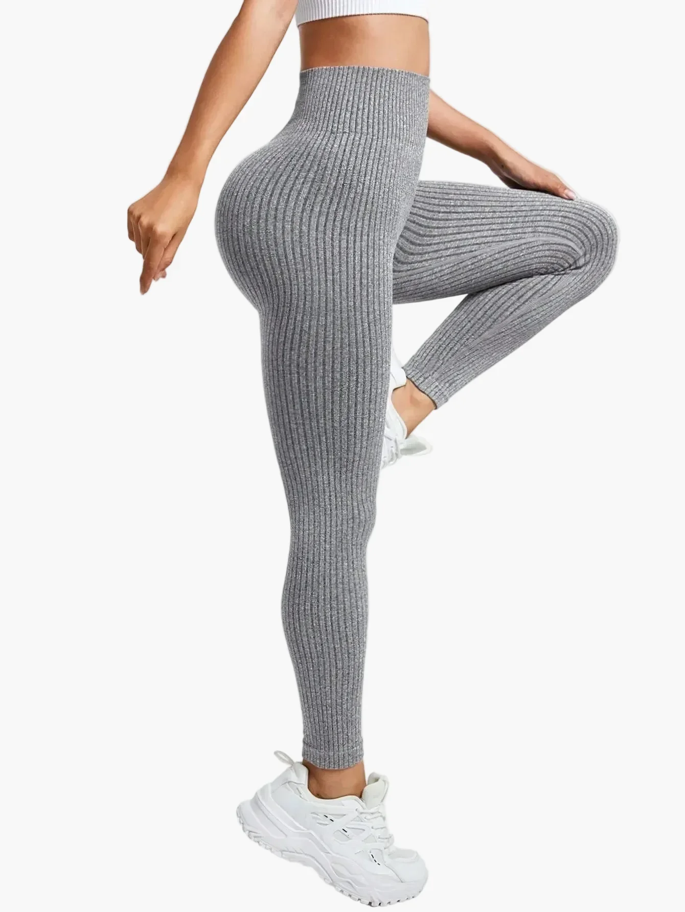 Legging Femme Taille Haute Sans Couture Style Côtelé Pour Fitness et Quotidien - Image 27
