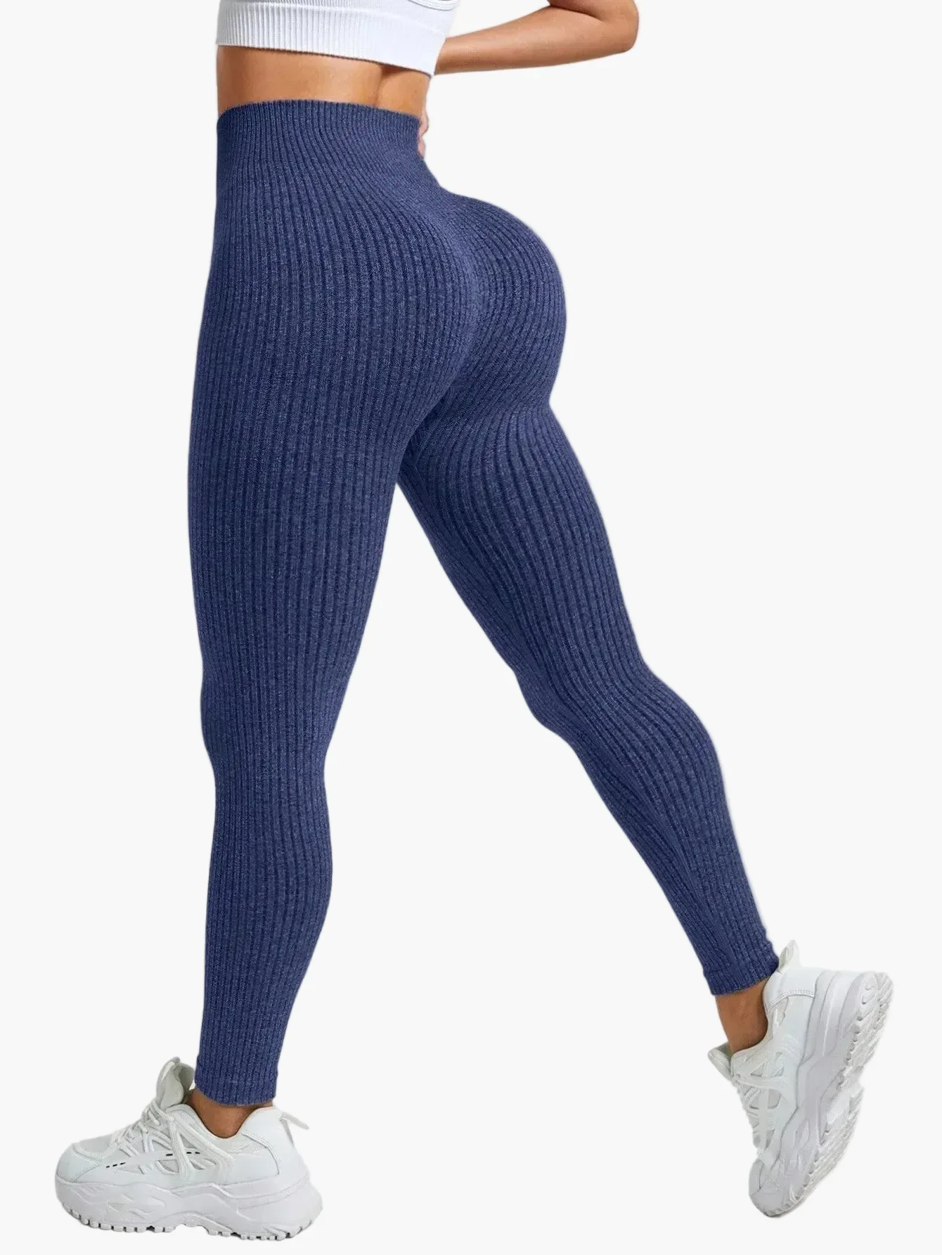 Legging Femme Taille Haute Sans Couture Style Côtelé Pour Fitness et Quotidien - Image 28