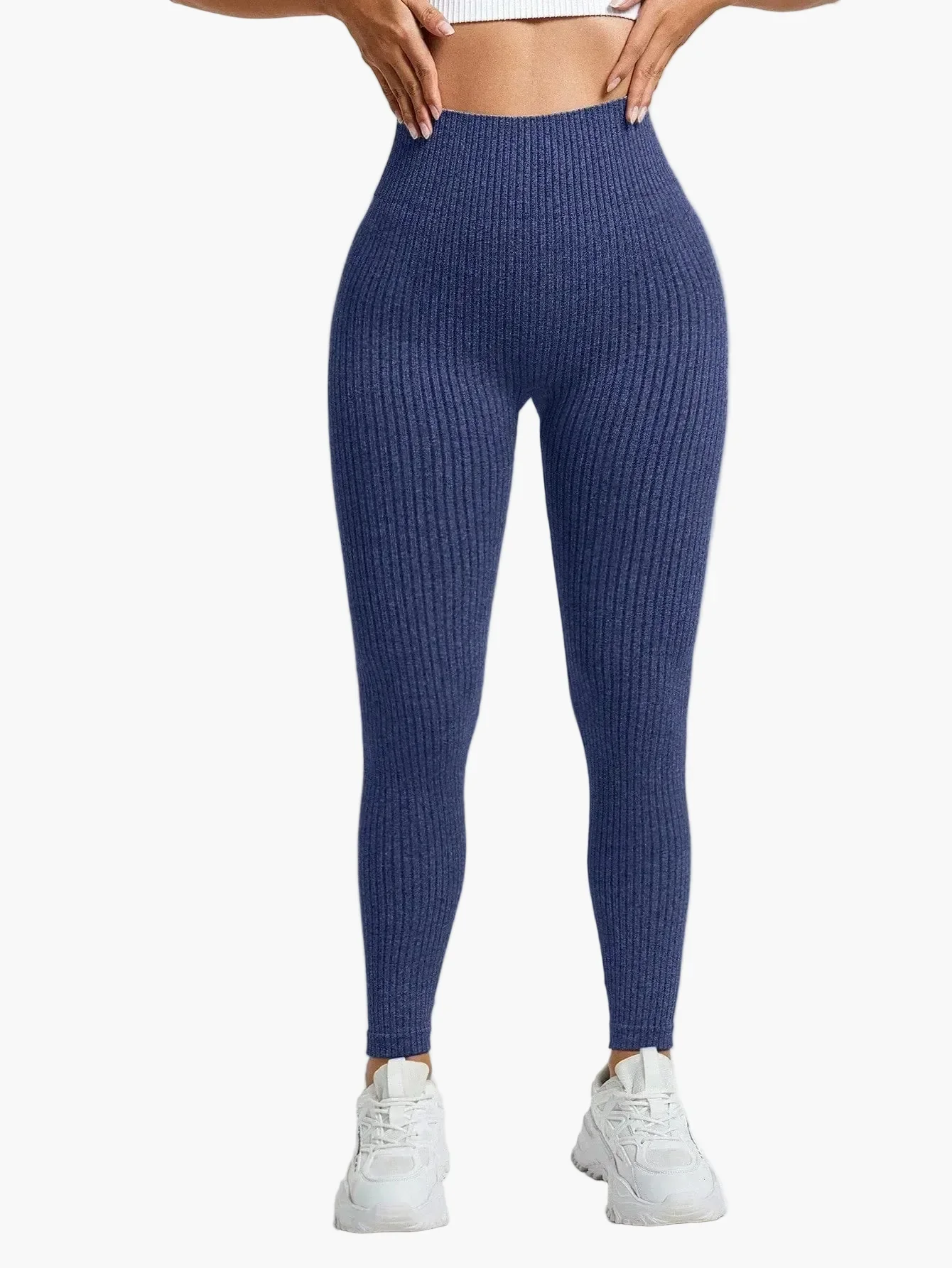 Legging Femme Taille Haute Sans Couture Style Côtelé Pour Fitness et Quotidien - Image 30
