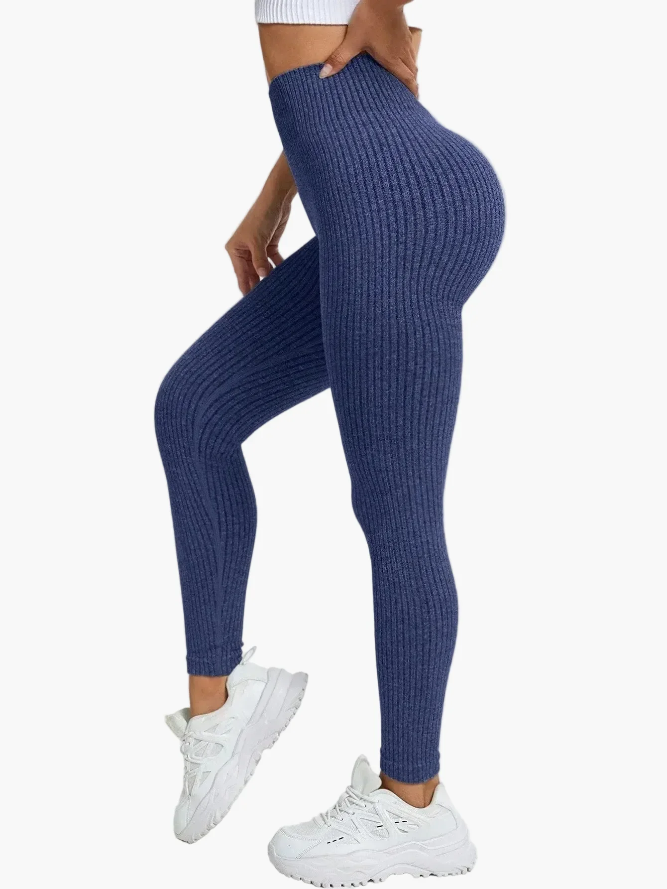 Legging Femme Taille Haute Sans Couture Style Côtelé Pour Fitness et Quotidien - Image 31
