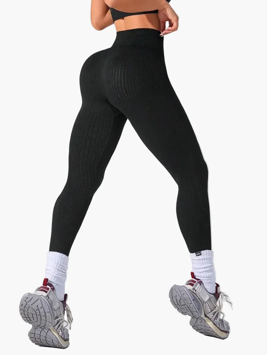 Legging Femme Taille Haute Sans Couture Style Côtelé Pour Fitness et Quotidien - Image 32