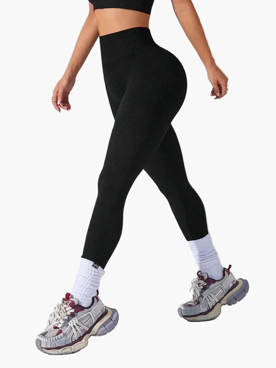 Legging Femme Taille Haute Sans Couture Style Côtelé Pour Fitness et Quotidien - Image 33