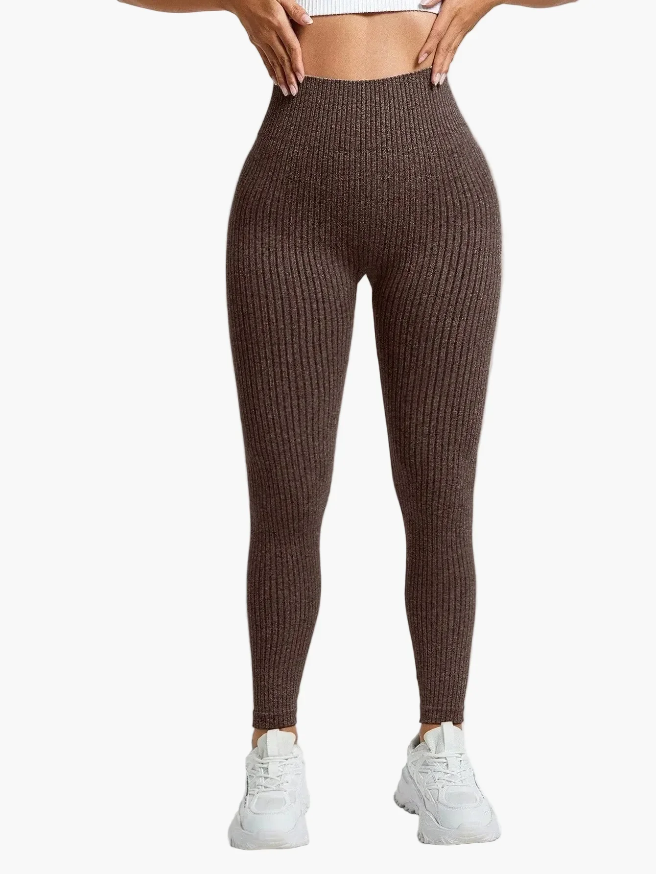 Legging Femme Taille Haute Sans Couture Style Côtelé Pour Fitness et Quotidien - Image 4