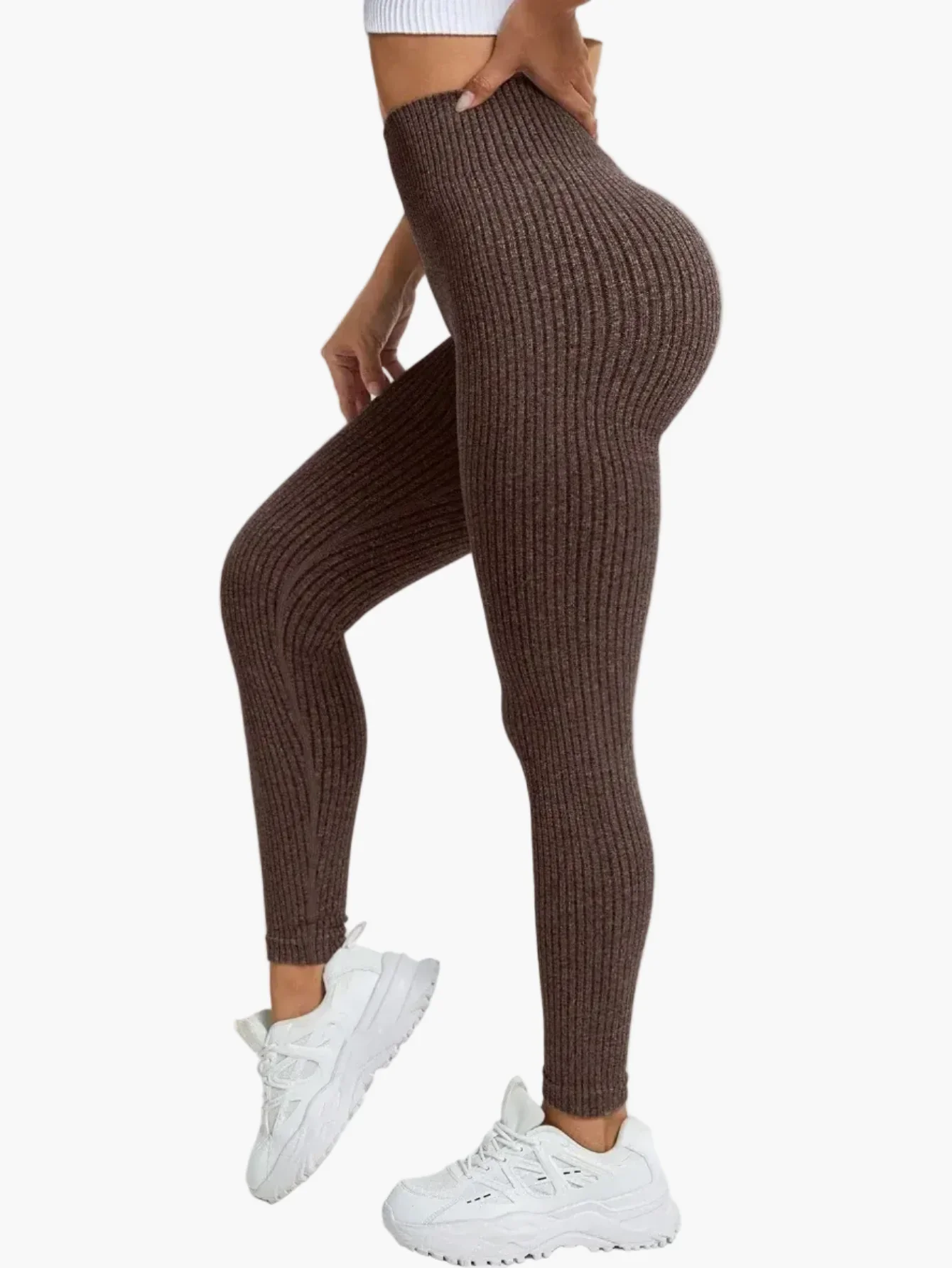 Legging Femme Taille Haute Sans Couture Style Côtelé Pour Fitness et Quotidien - Image 5