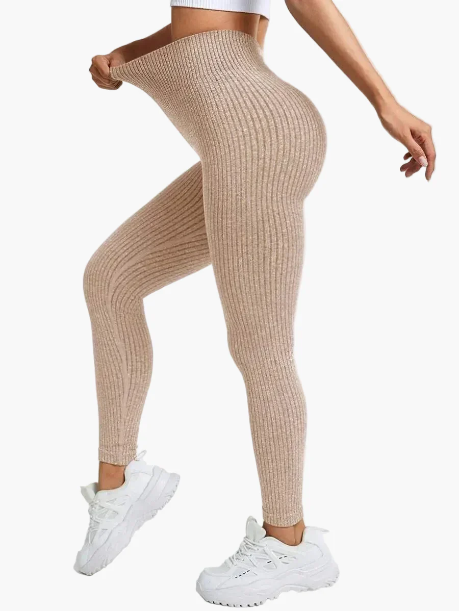 Legging Femme Taille Haute Sans Couture Style Côtelé Pour Fitness et Quotidien - Image 8