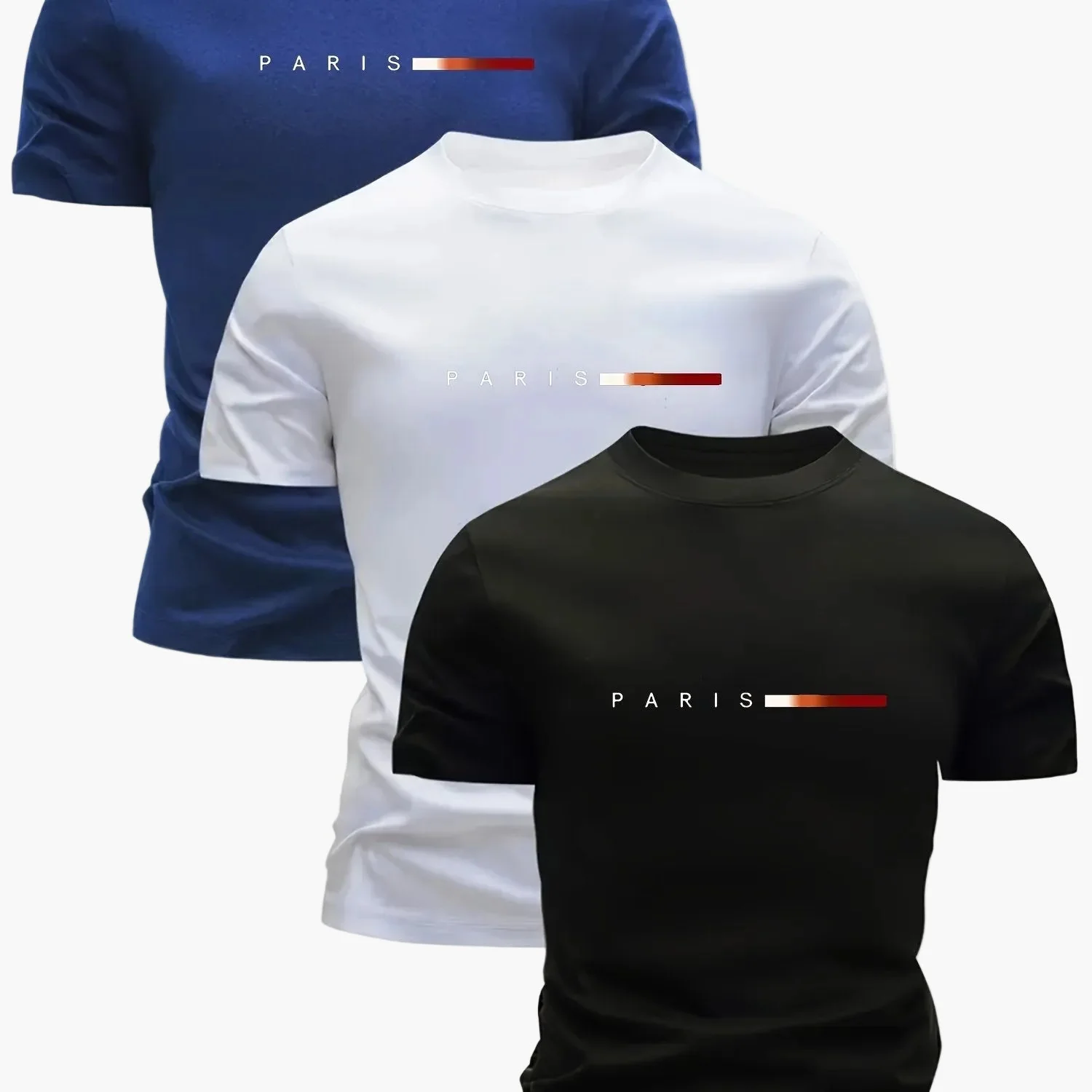 Lot de 3 T-shirts Homme Style Moderne "PARIS" – Idéal Pour le Quotidien et le Sport - Image 12