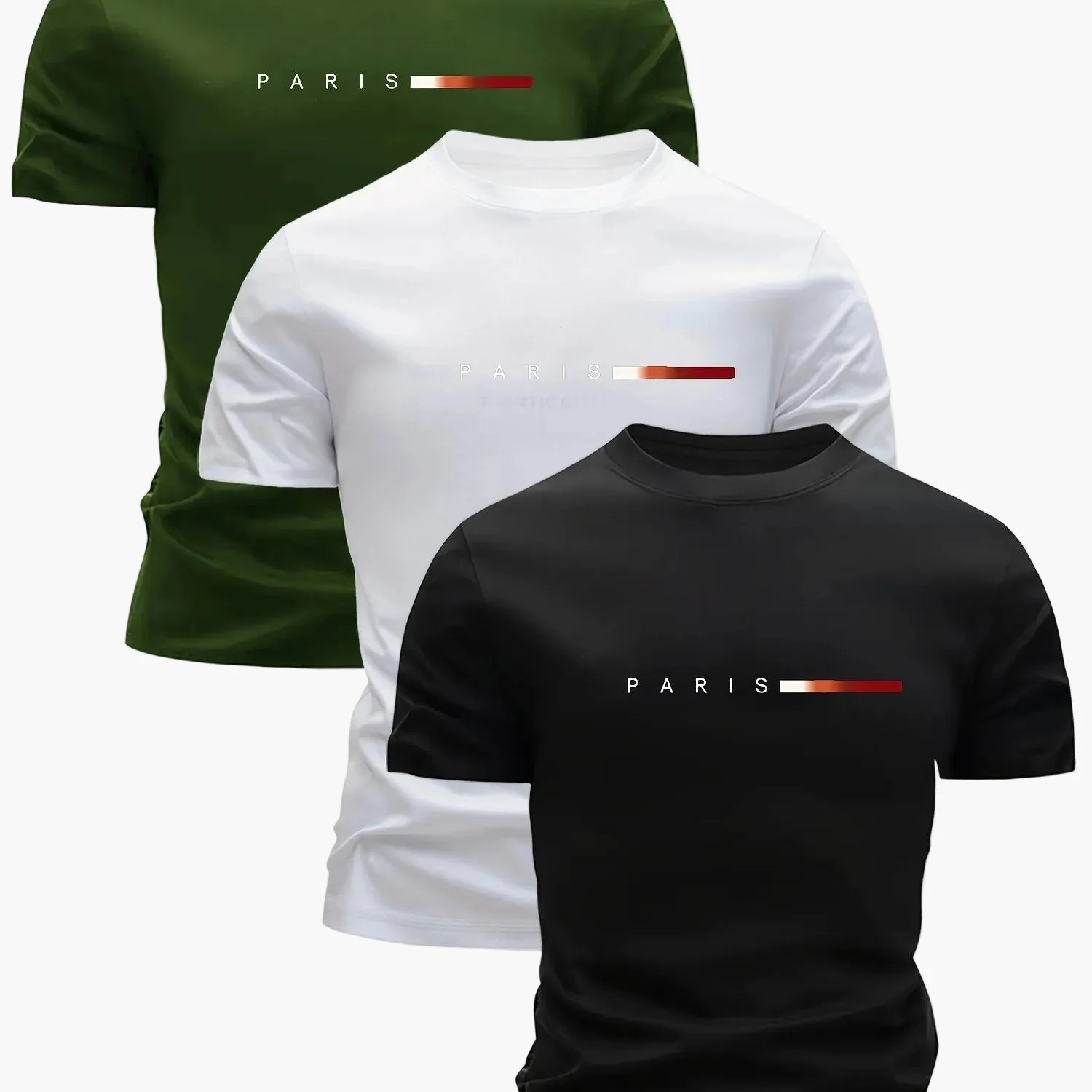 Lot de 3 T-shirts Homme Style Moderne "PARIS" – Idéal Pour le Quotidien et le Sport - Image 13