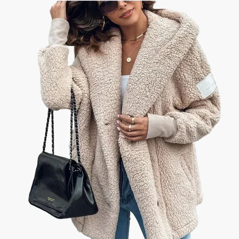 Manteau à capuche style peluche pour femme, tendance décontractée et élégante - Image 2