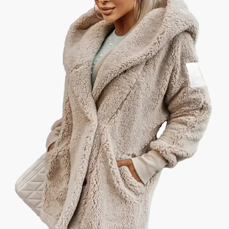 Manteau à capuche style peluche pour femme, tendance décontractée et élégante - Image 4