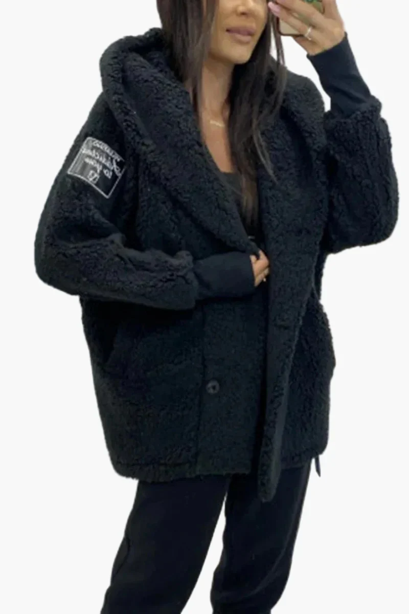 Manteau à capuche style peluche pour femme, tendance décontractée et élégante - Image 7