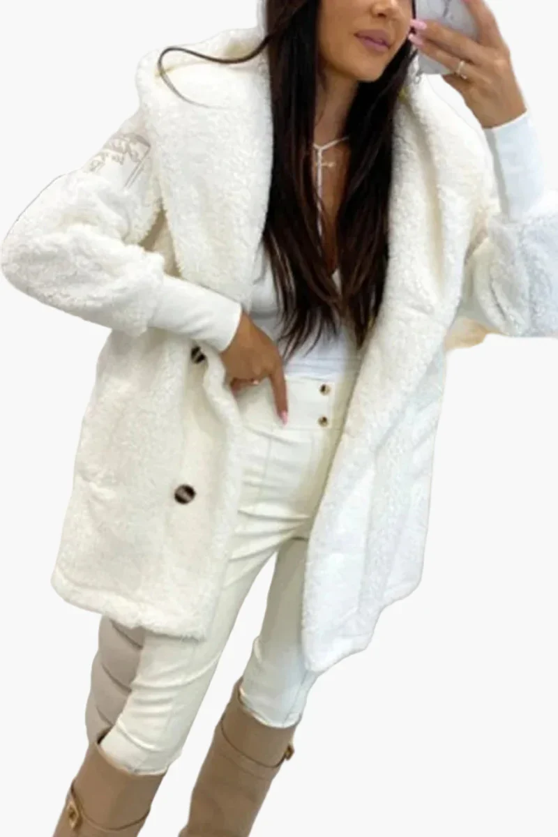 Manteau à capuche style peluche pour femme, tendance décontractée et élégante - Image 8