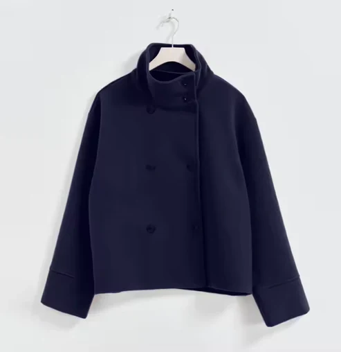Manteau court à double boutonnage style élégant pour femme - Veste moderne mi-saison - Image 11