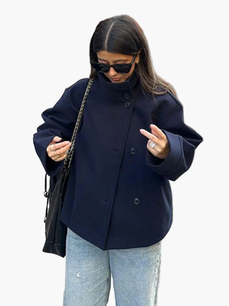 Manteau court à double boutonnage style élégant pour femme - Veste moderne mi-saison - Image 8