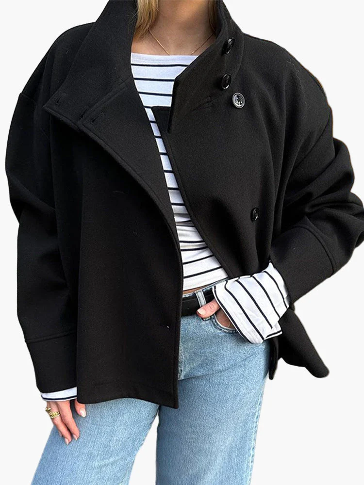 Manteau court à double boutonnage style élégant pour femme - Veste moderne mi-saison - Image 9