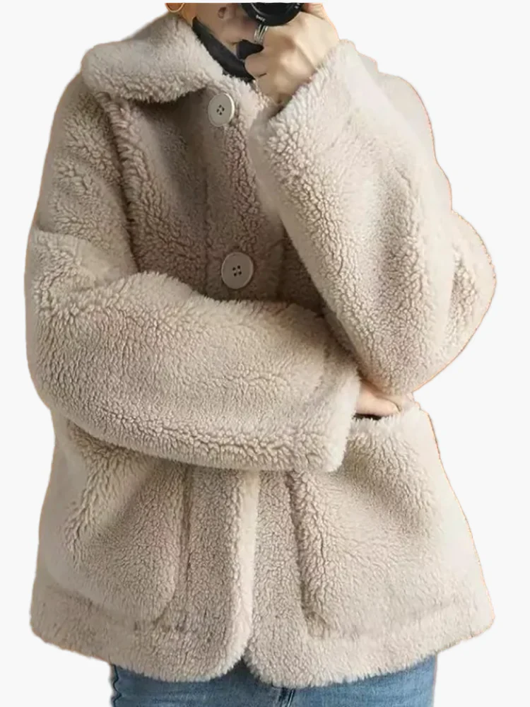 Manteau court femme style décontracté hiver, coupe ample, idéal pour tenues cosy - Image 4