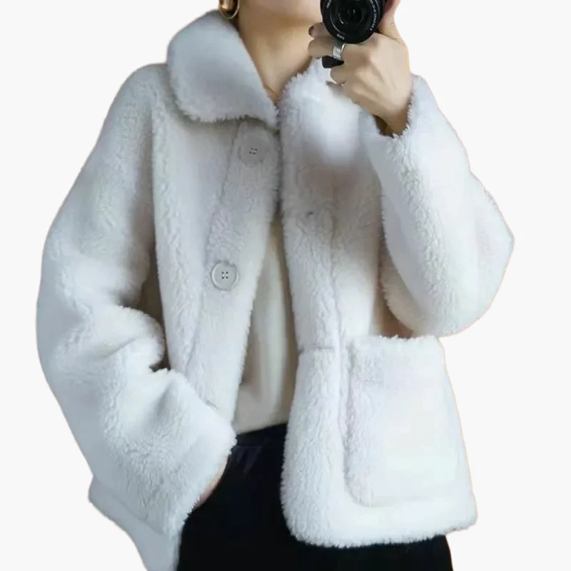 Manteau court femme style décontracté hiver, coupe ample, idéal pour tenues cosy - Image 5