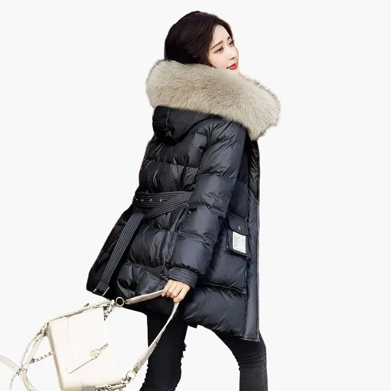 Manteau doudoune femme à capuche avec col fourrure style urbain hiver chaud - Image 5