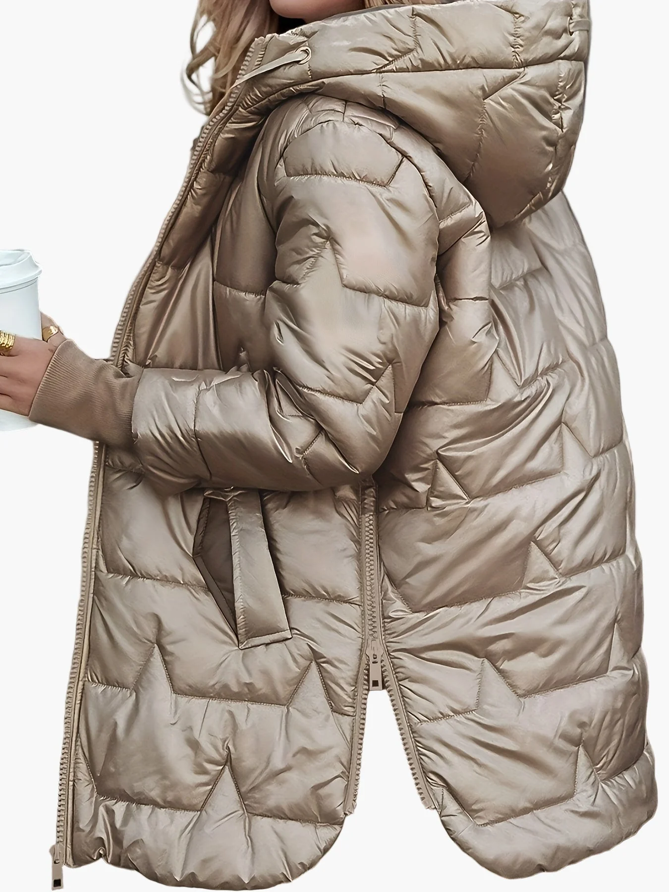 Manteau Doudoune Femme Élégant à Capuche pour Hiver, Style Quotidien Urbain - Image 2