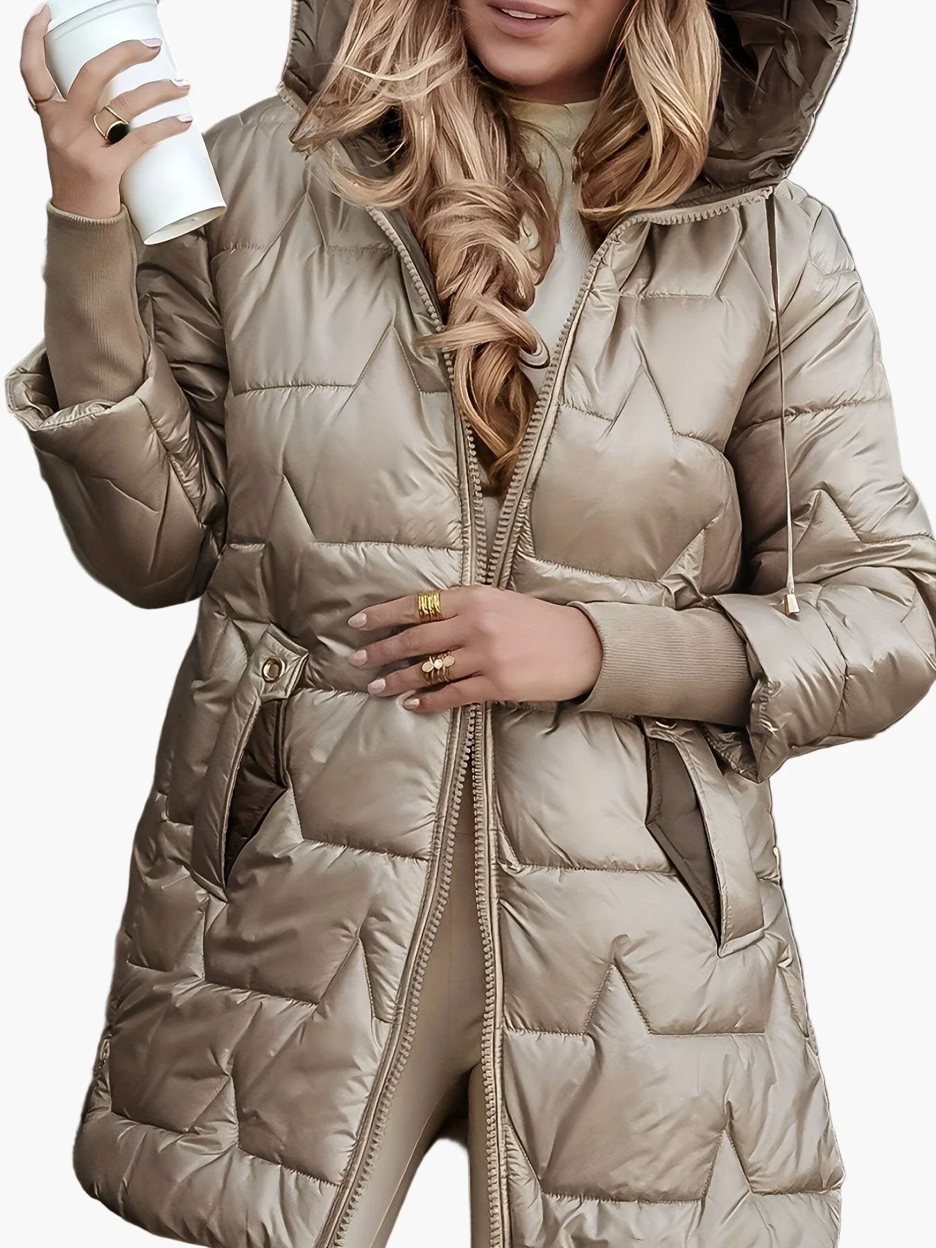 Manteau Doudoune Femme Élégant à Capuche pour Hiver, Style Quotidien Urbain - Image 4