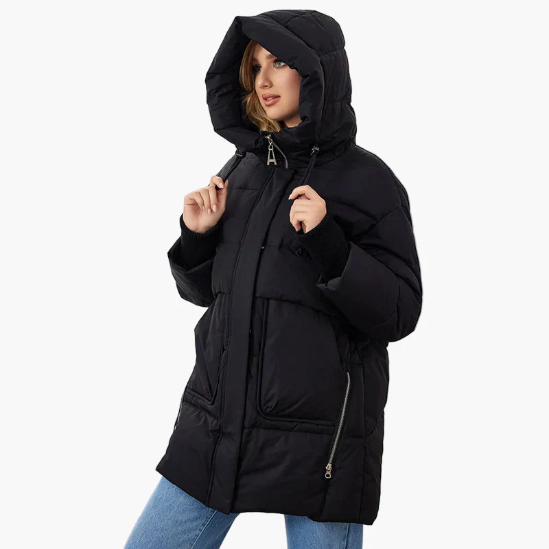 Manteau doudoune femme style urbain chaud pour l'hiver - coupe décontractée avec capuche - Image 2