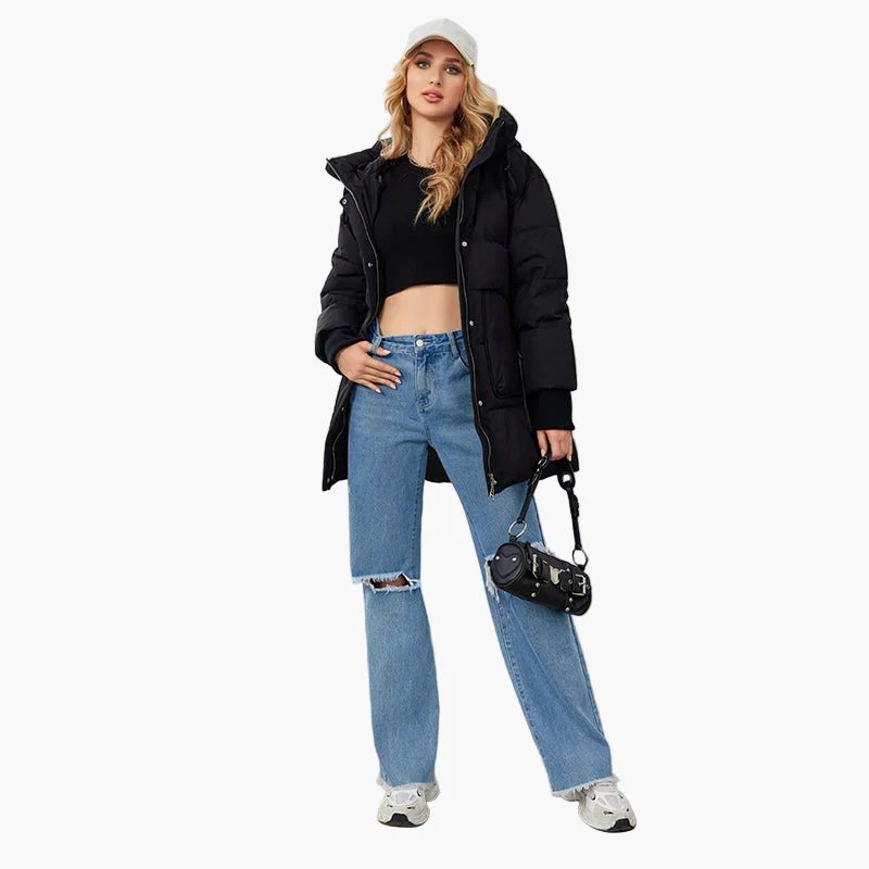 Manteau doudoune femme style urbain chaud pour l'hiver - coupe décontractée avec capuche - Image 3