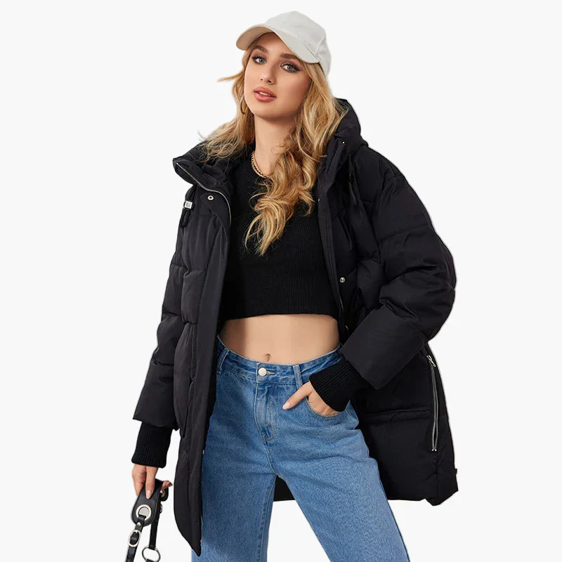 Manteau doudoune femme style urbain chaud pour l'hiver - coupe décontractée avec capuche - Image 4