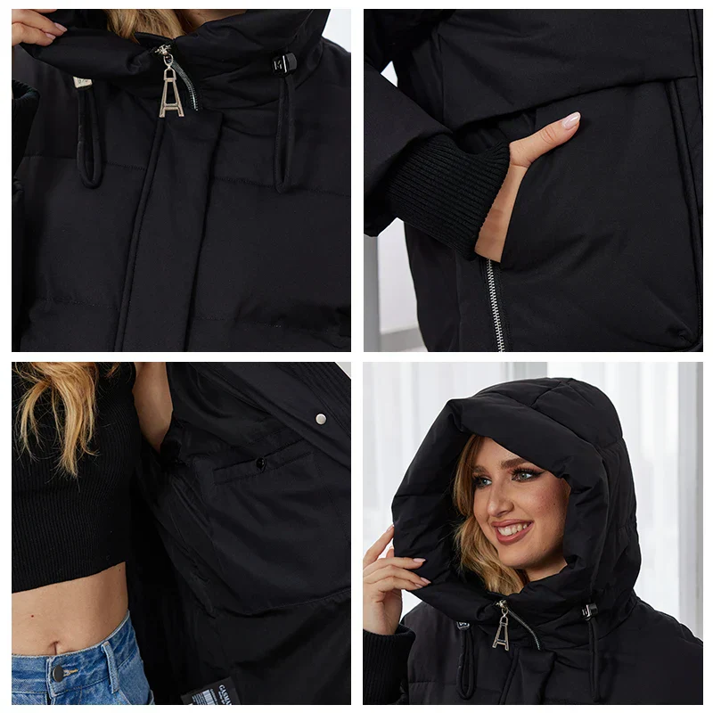 Manteau doudoune femme style urbain chaud pour l'hiver - coupe décontractée avec capuche - Image 6
