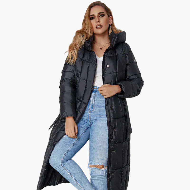 Manteau Doudoune Long Femme Grande Taille Élégant Hiver Urbain - Image 4