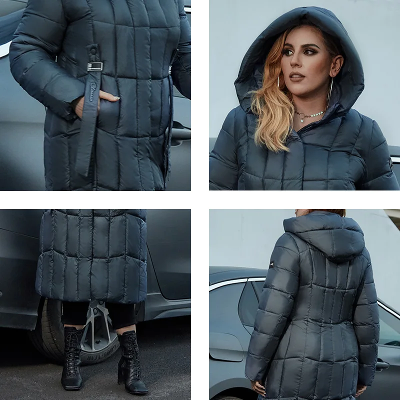 Manteau Doudoune Long Femme Grande Taille Élégant Hiver Urbain - Image 8