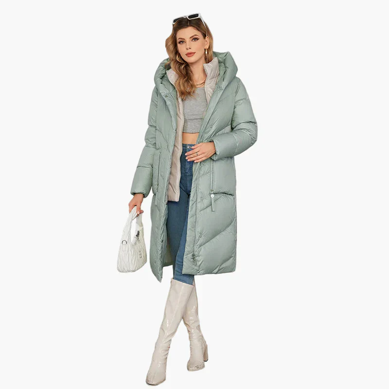 Manteau doudoune long femme style urbain élégant hiver - Image 2