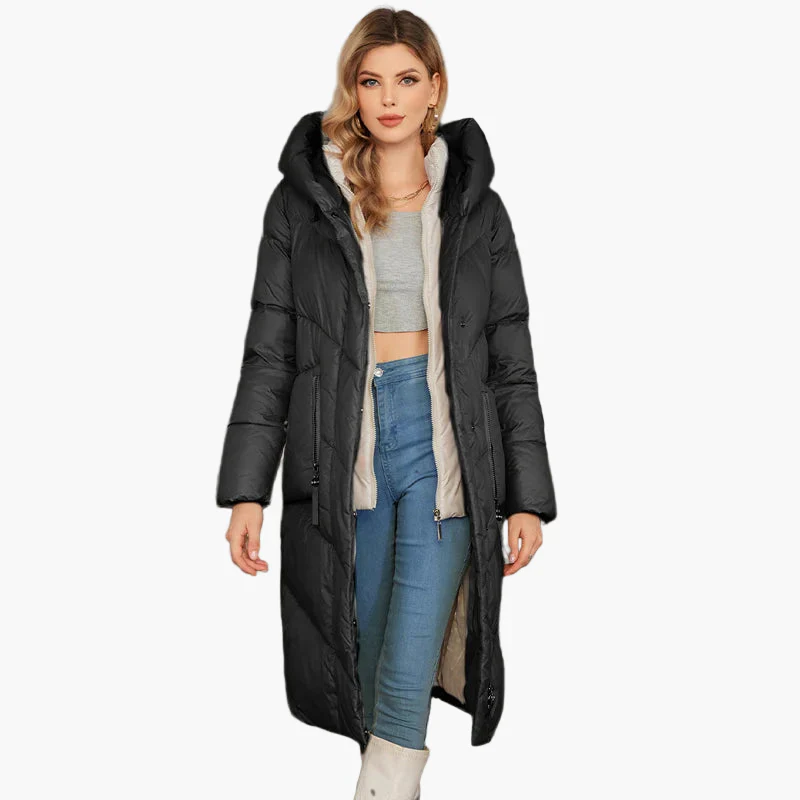 Manteau doudoune long femme style urbain élégant hiver - Image 3