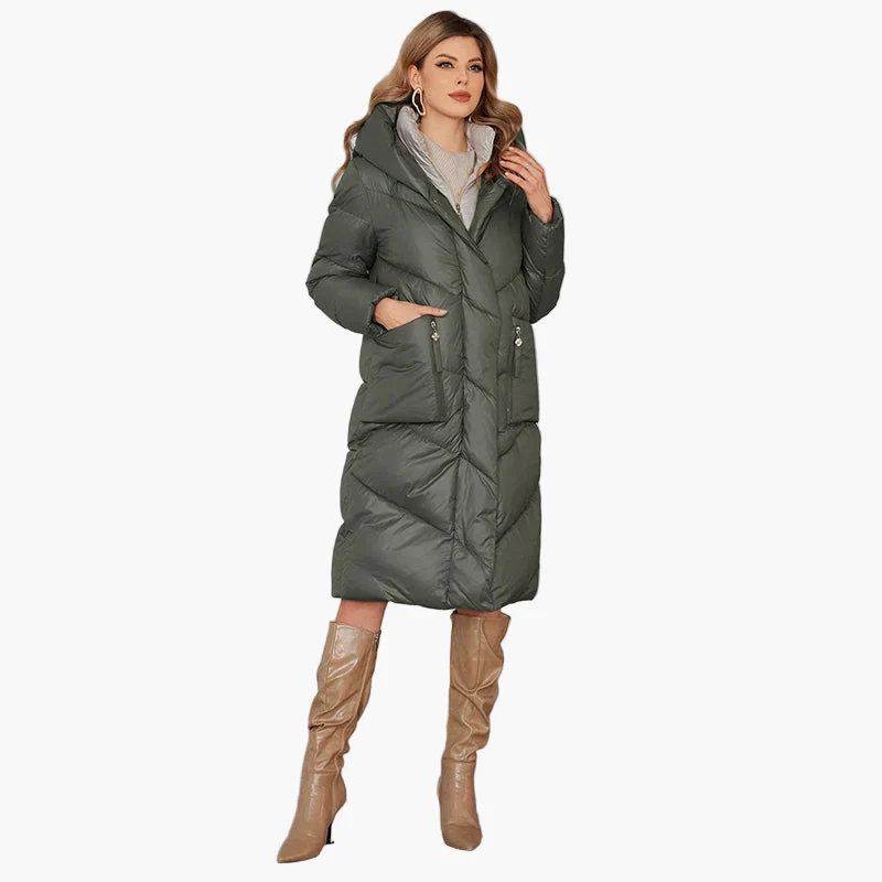 Manteau doudoune long femme style urbain élégant hiver - Image 4
