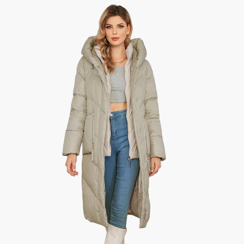 Manteau doudoune long femme style urbain élégant hiver - Image 5